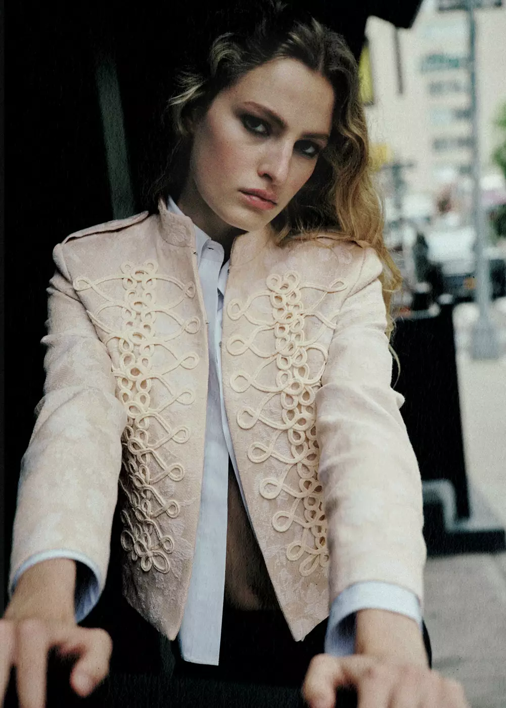 Veste jacquard détail brandebourgs, MANGO