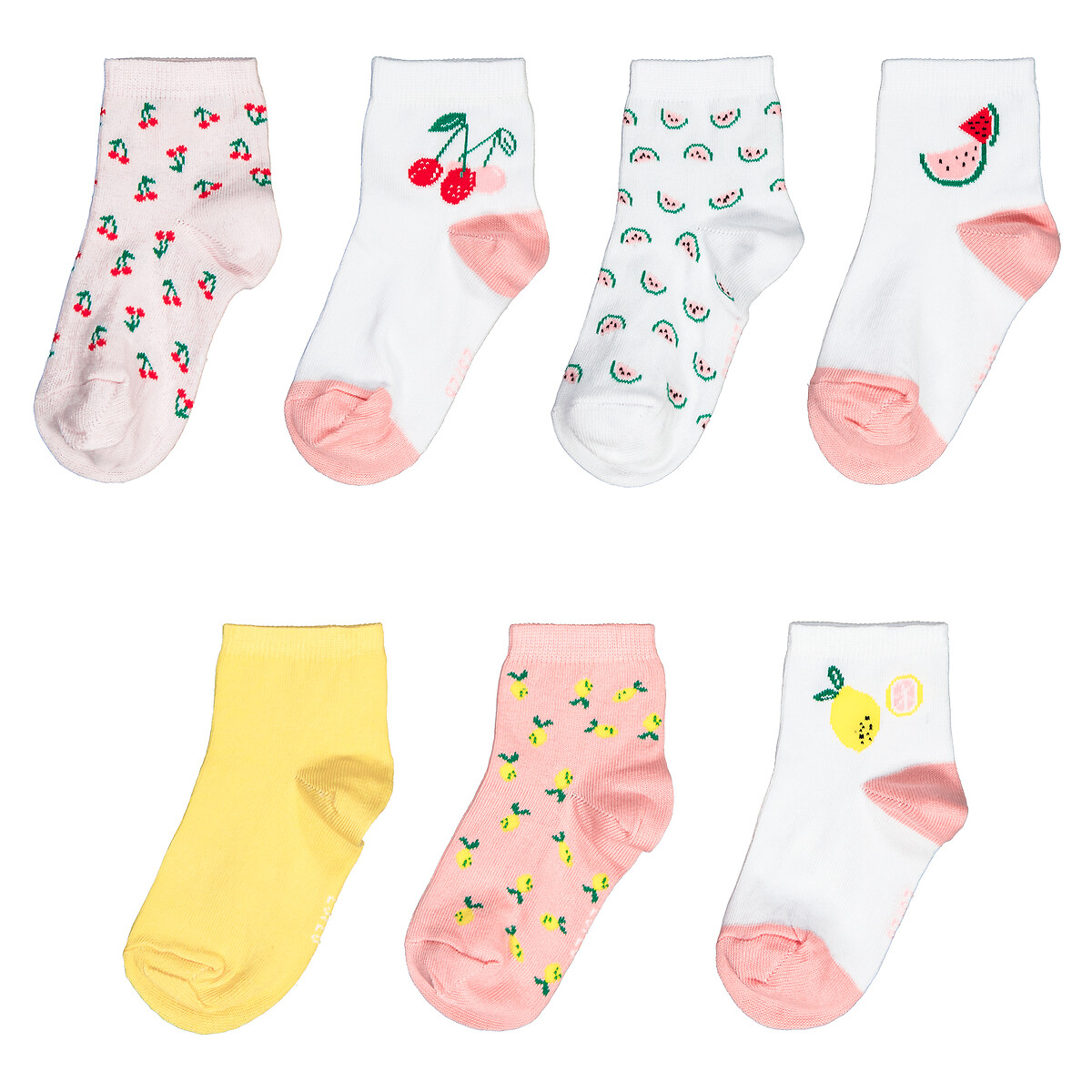 Pack of 7 Pairs of Fruit Print Socks in Cotton Mix