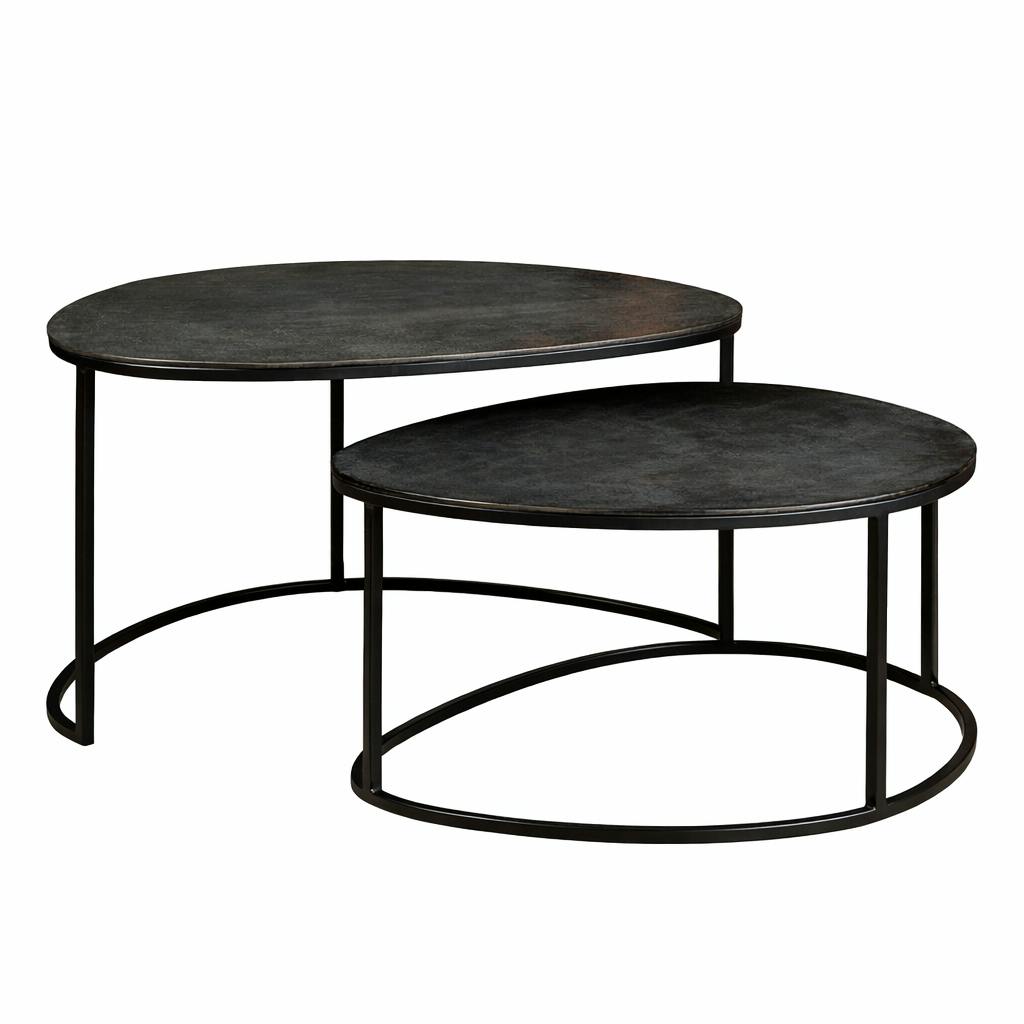 Table basse gigogne noire design organique (lot de 2) KANO, PIER IMPORT