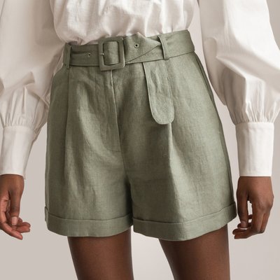 Linen Pleat Front Shorts LA REDOUTE COLLECTIONS