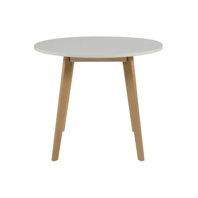 Table ronde en bois blanc et pied bois 90cm STELLA MEUBLES & DESIGN