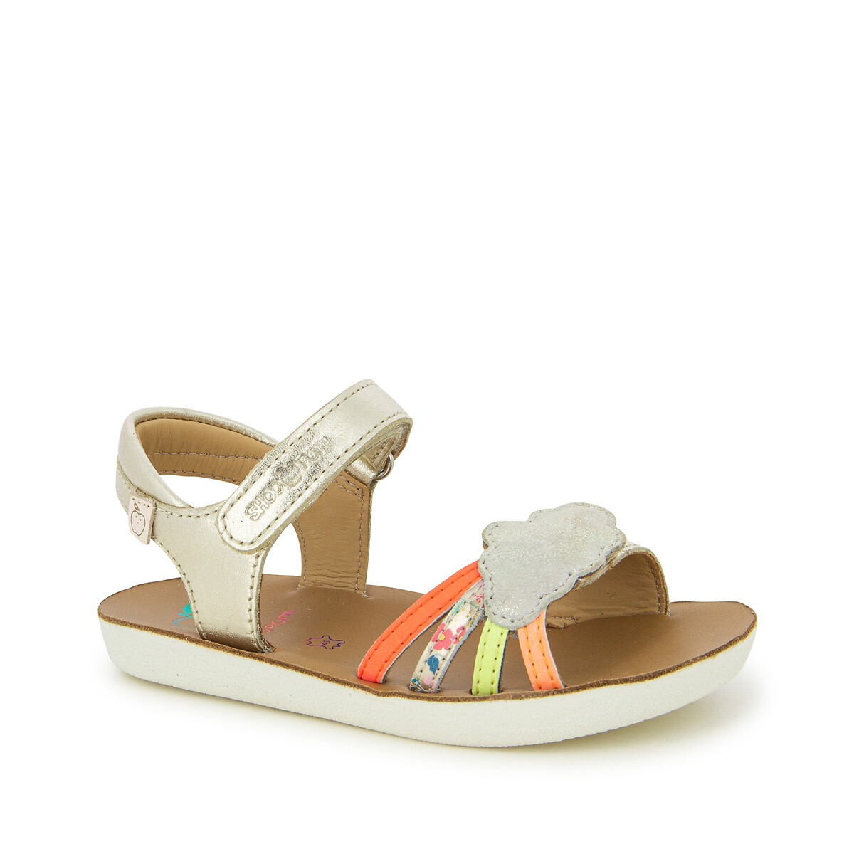 Shoo Pom Goa Multi Girls Silver-Multi Metal Sandal kids hook loop leather 