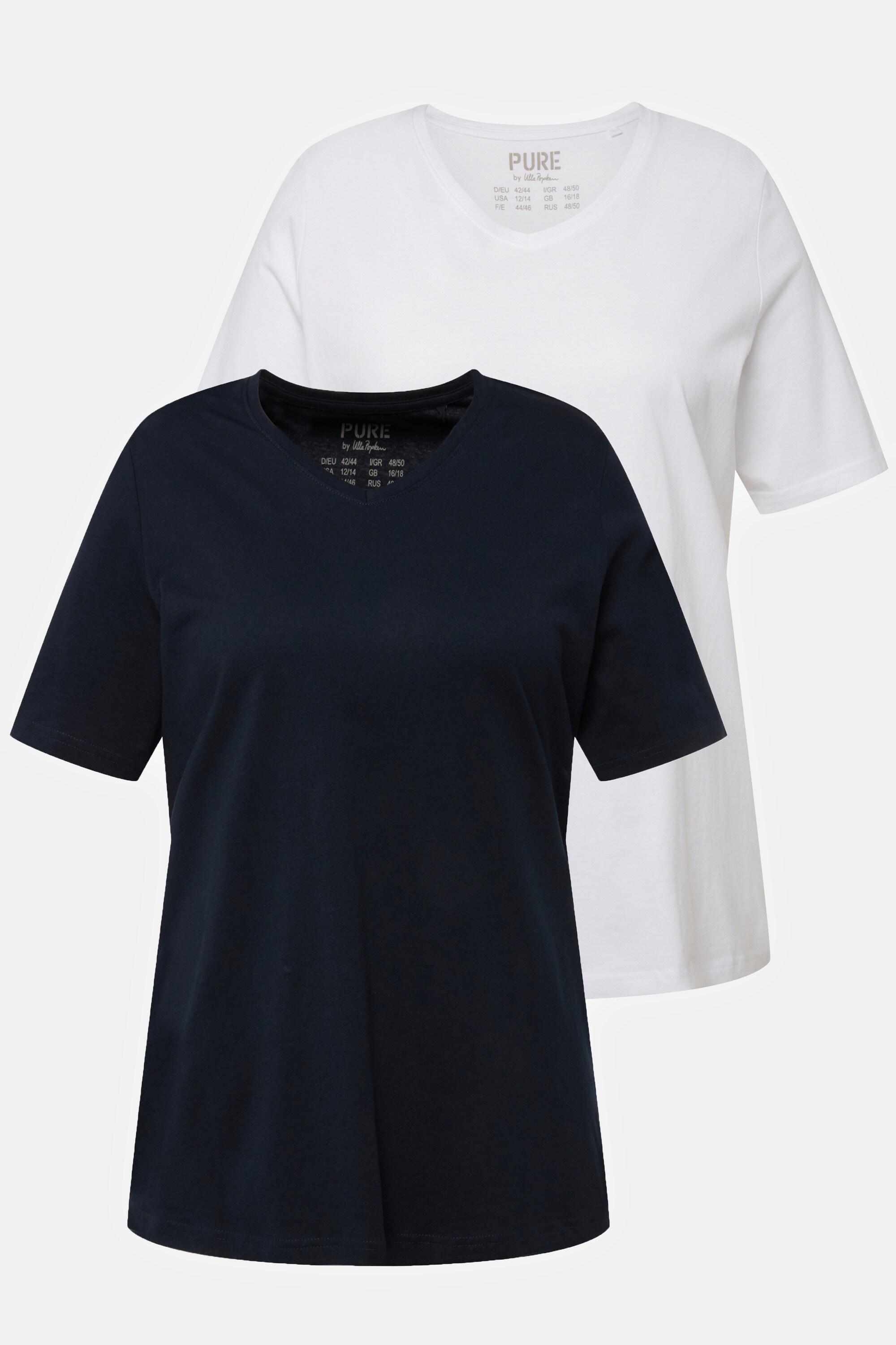 T-shirts en coton bio. Col en V et manches, ULLA POPKEN