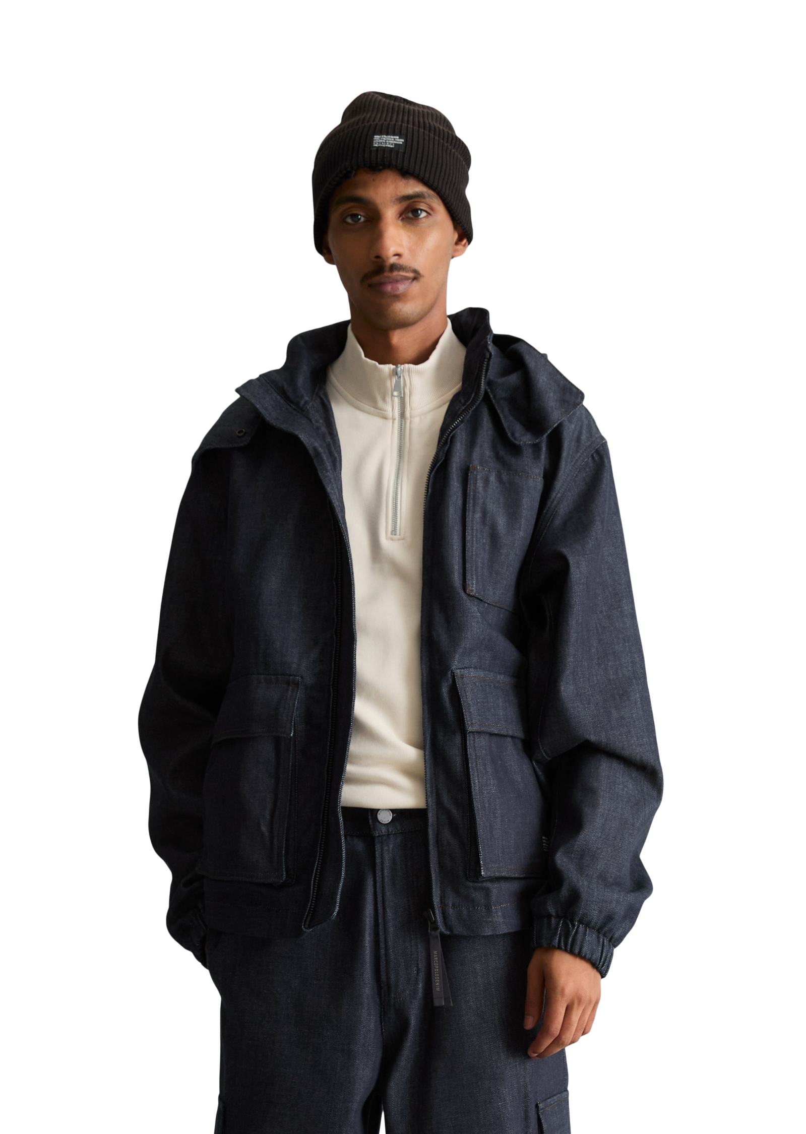 Veste en jean à capuche, coupe regular réalisé avec Orange Fiber, MARC O’POLO DENIM