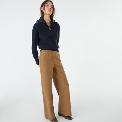Wide Leg Trousers in Cotton Mix, Length 30.5" LA REDOUTE COLLECTIONS