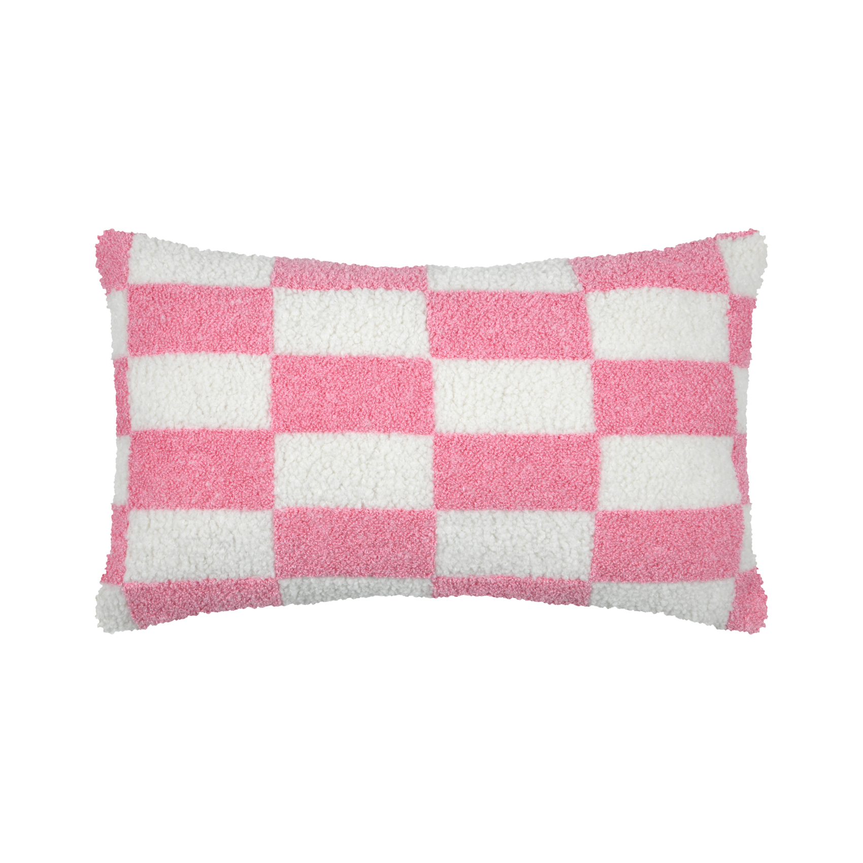 Coussin rectangulaire en bouclette à motif damier, LOVELY CASA