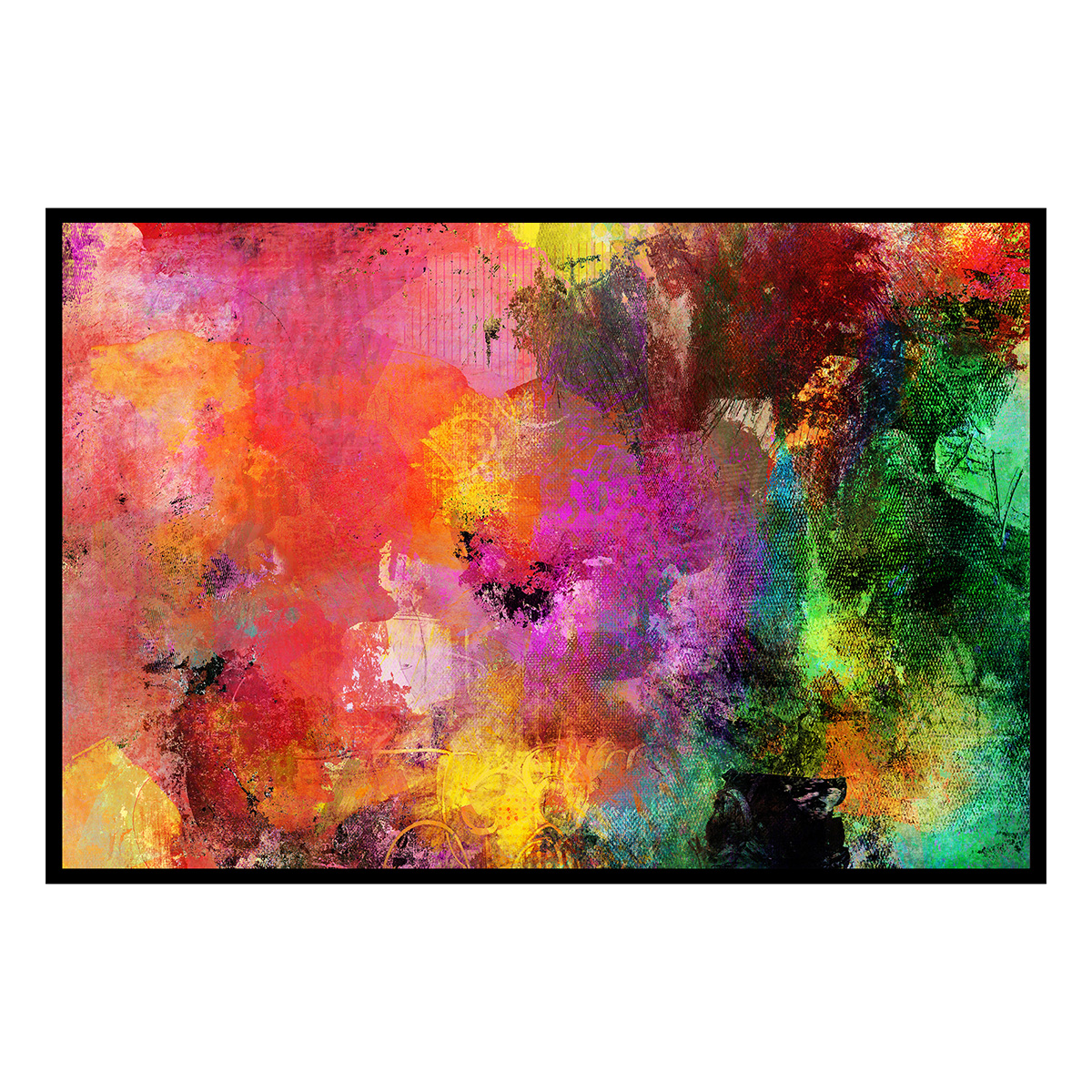 Affiche encadrée art abstrait multicolore, HEXOA