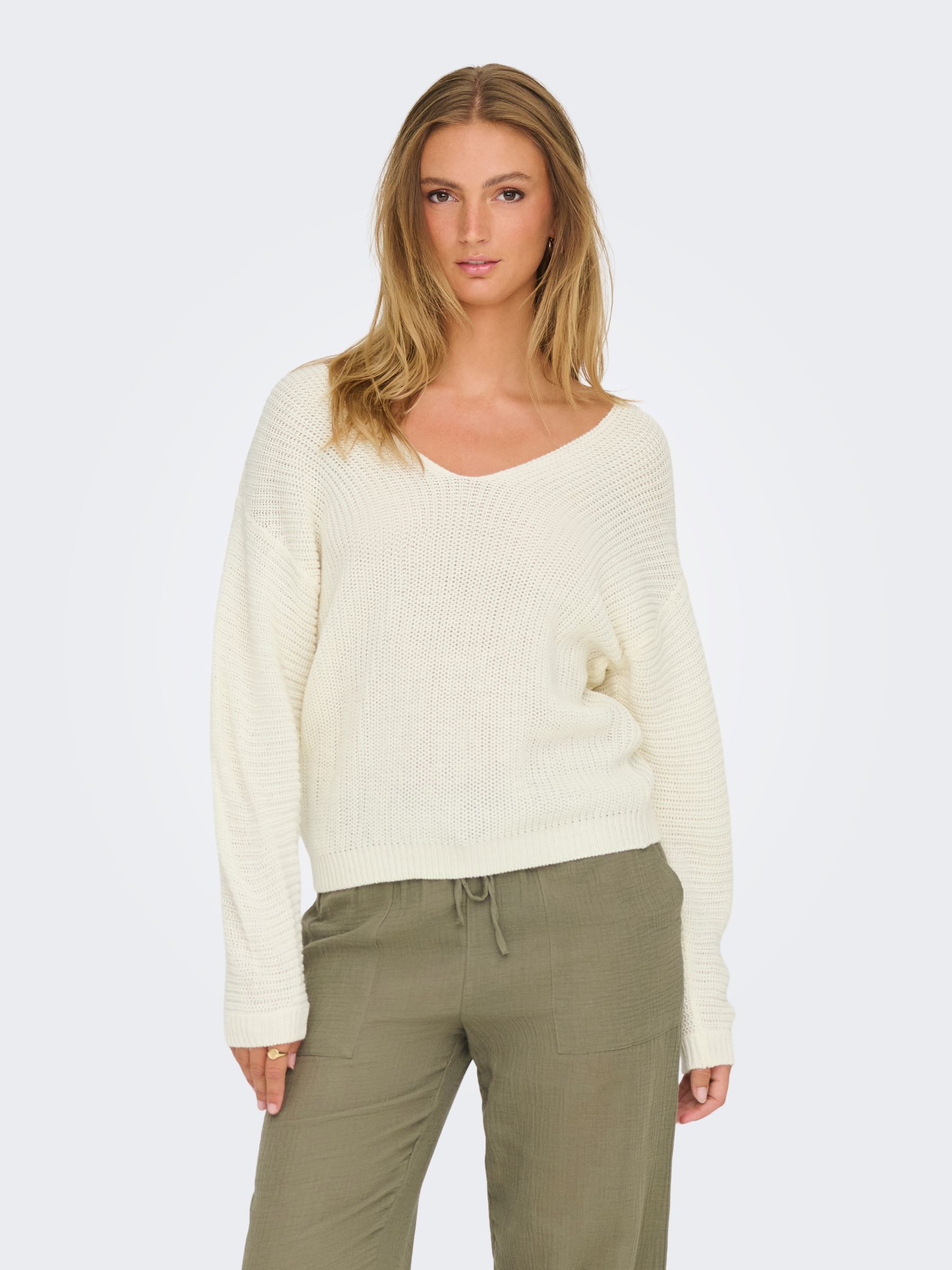 Pull col V en maille, JDY