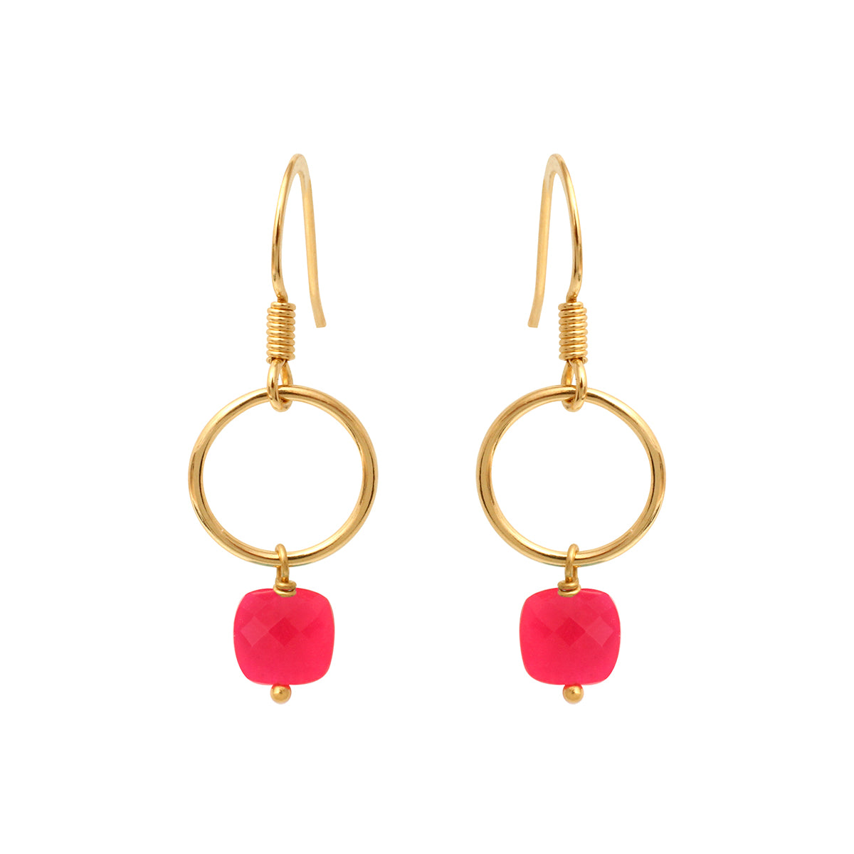 Boucles d'oreilles onyx rose dorées - fidji, CAROLINE NAJMAN
