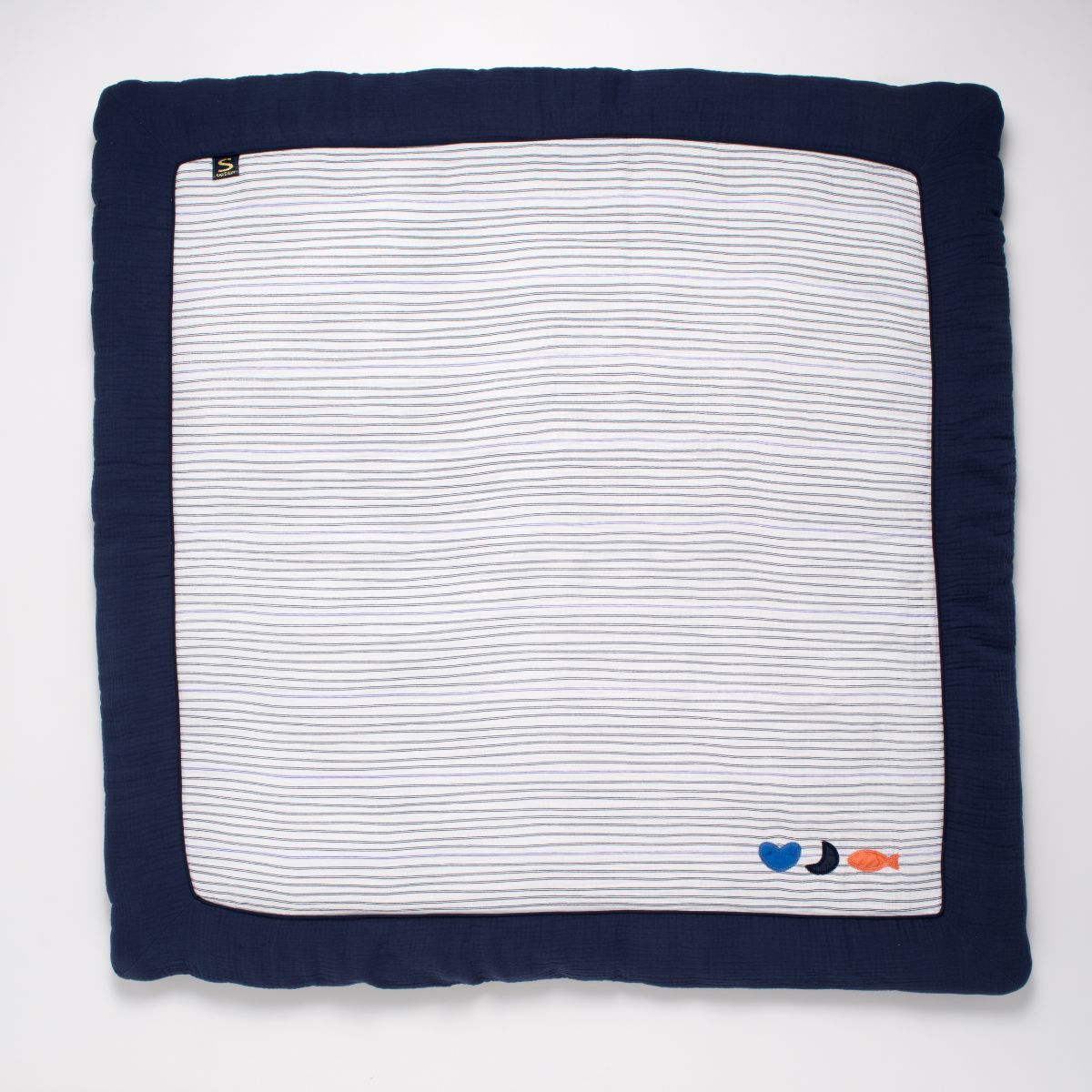 Grand tapis de jeu en double gaze de coton marinière, SAUTHON