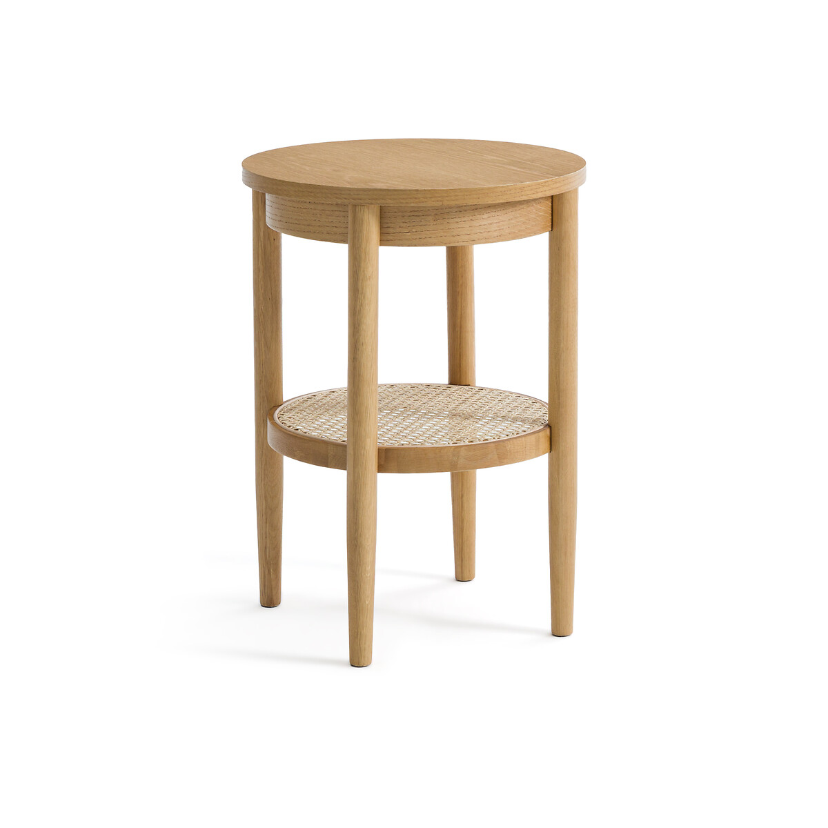 Pio Oak and Cane Two-Level Side Table