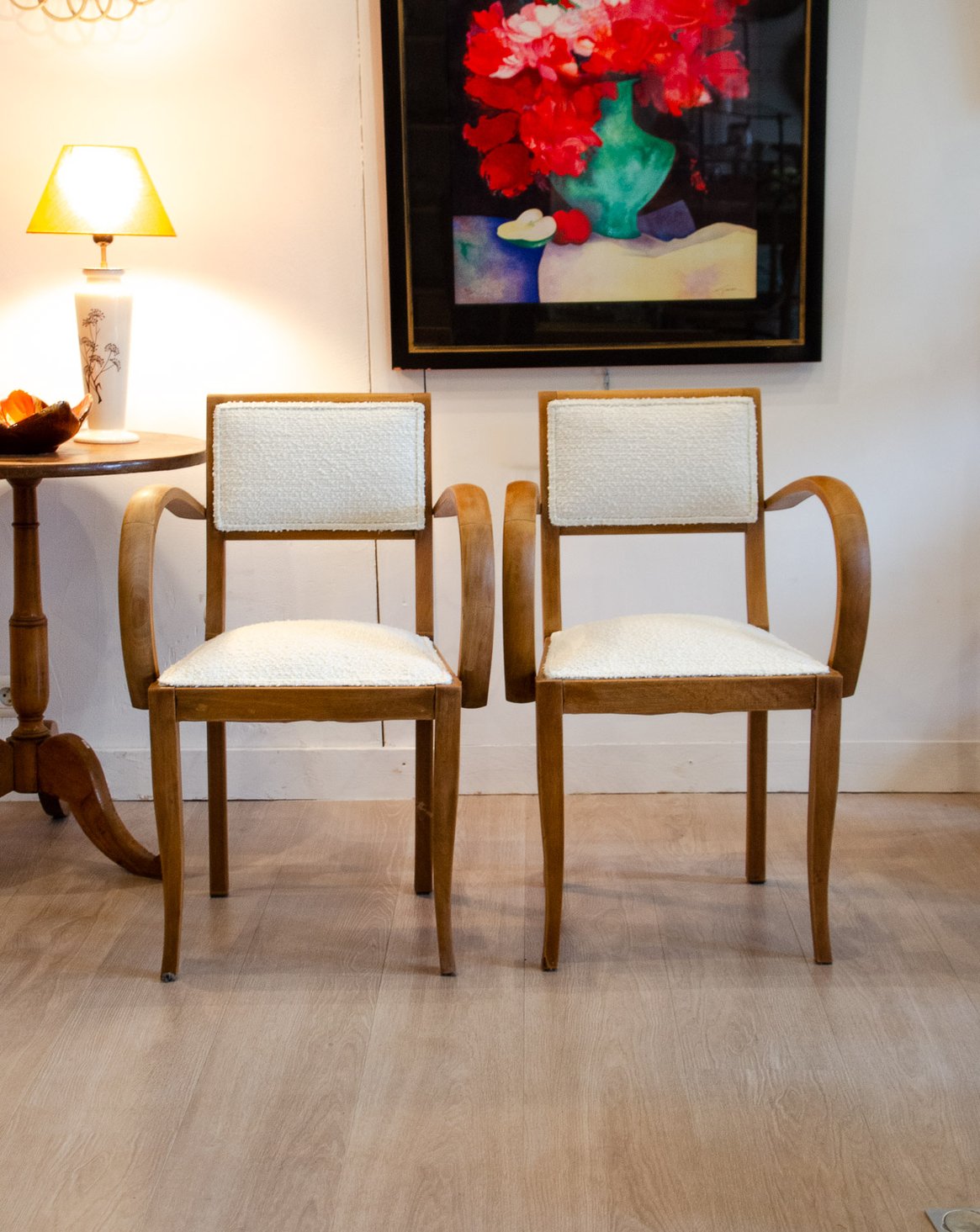 Paire de fauteuils en hêtre Ernest N°952 - Bon état, DEBONGOUT
