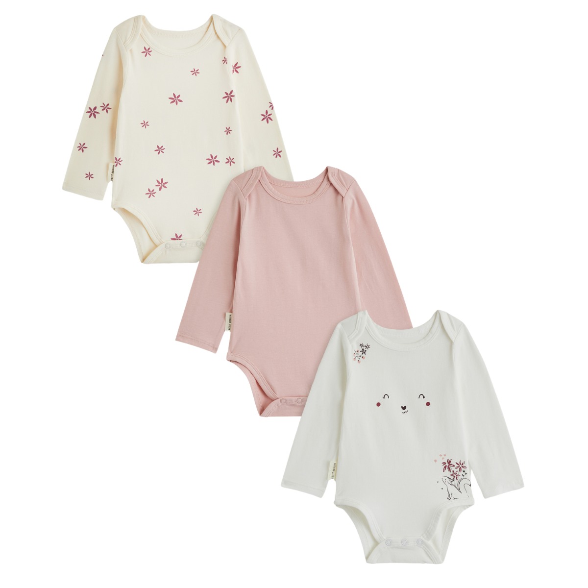 Lot de 3 bodies bébé manches longues Misti, PETIT BEGUIN