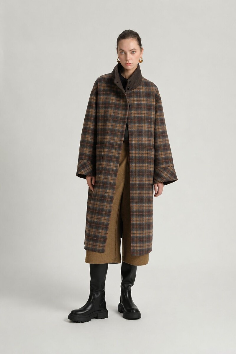 Manteau long réversible en laine mélangée, SEE U SOON