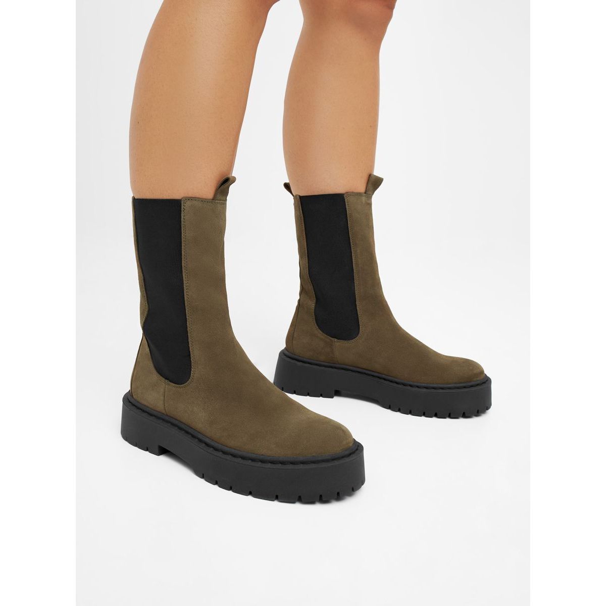 Bottes discount vertes daim