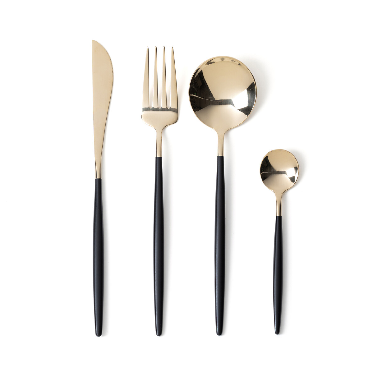Barbule Golden Stainless Steel and Black 16-Piece Cutlery Set