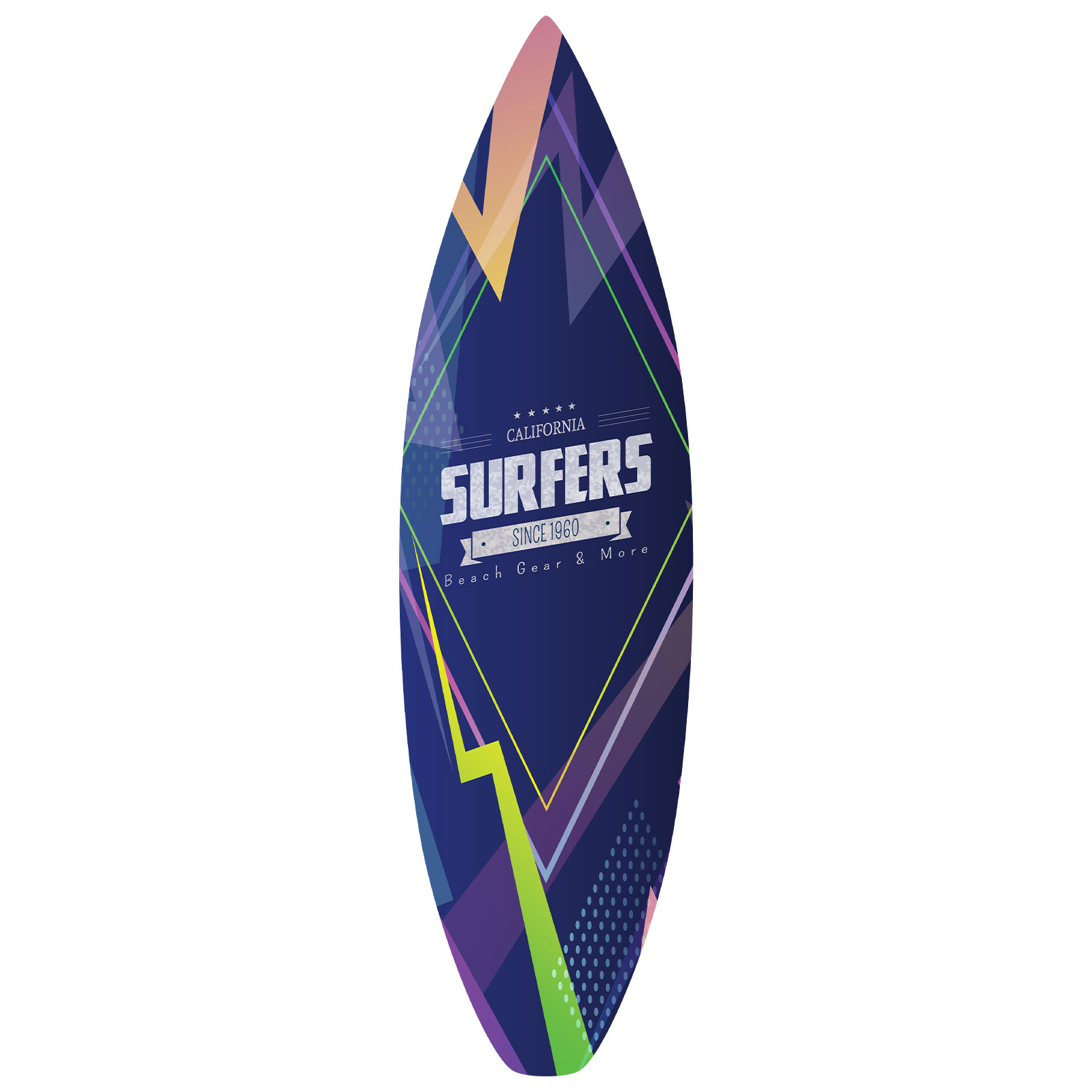 Planche de surf décorative esprit 90's california, HEXOA