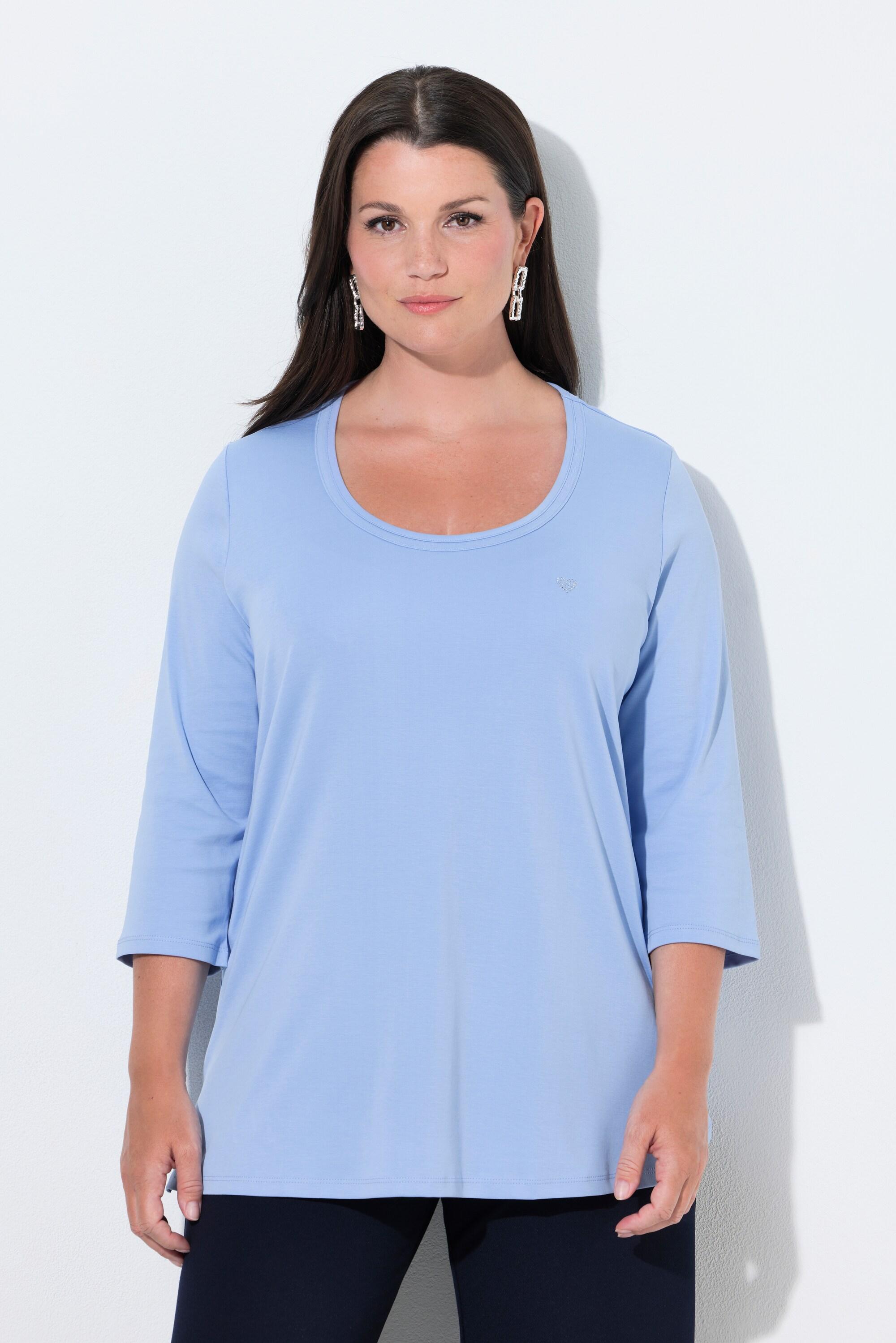 T-shirt en coton Pima, petit cœur pailleté, ULLA POPKEN