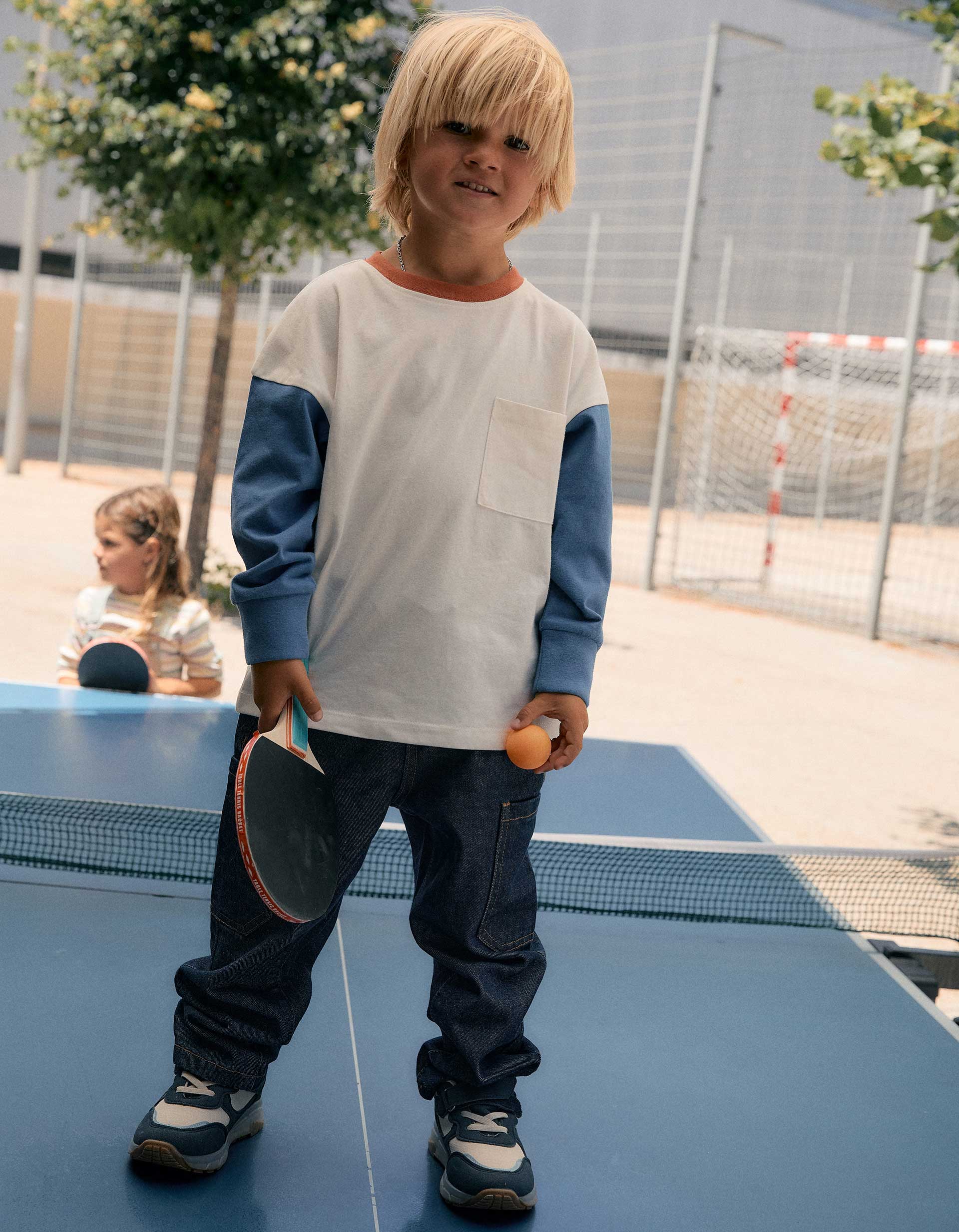 T-shirt en coton à manches longues avec poche, ZIPPY