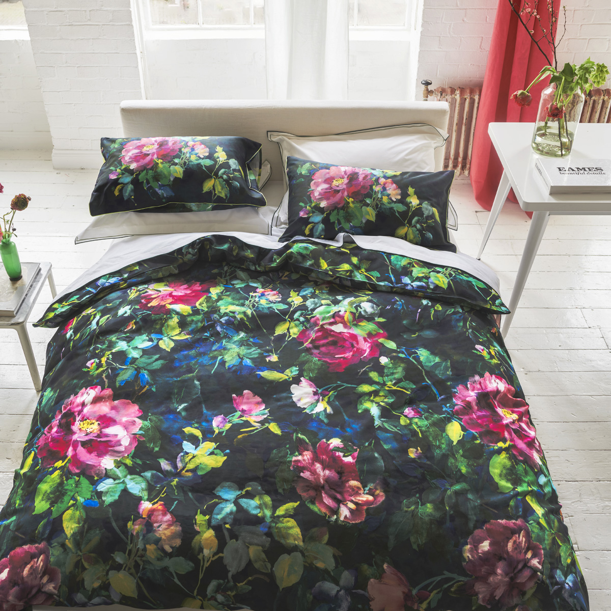 Housse de couette imprimée en satin de coton, GERTRUDE, DESIGNERS GUILD