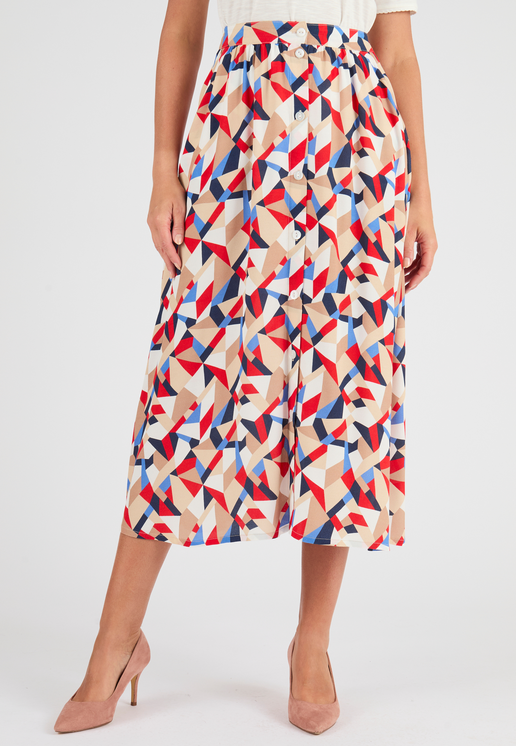 Jupe boutonnée pure viscose, DAMART