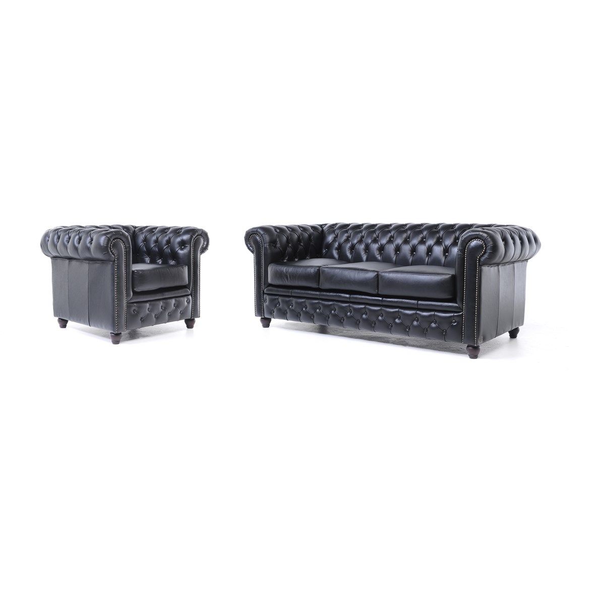 canape 3 places et fauteuil en cuir orginal chesterfield brighton