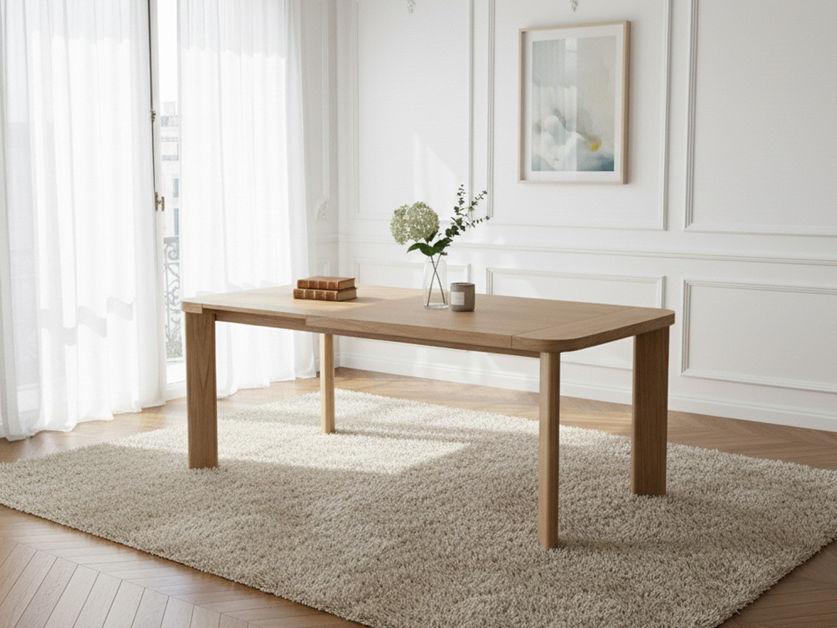 Table à manger extensible 150 à 210 cm LUMINY placage chêne massif, BOBOCHIC