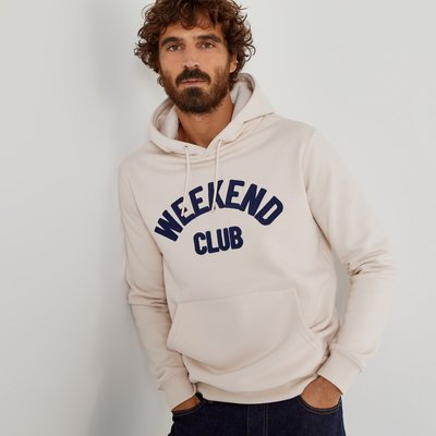 Embroidered Slogan Hoodie in Cotton Mix LA REDOUTE COLLECTIONS