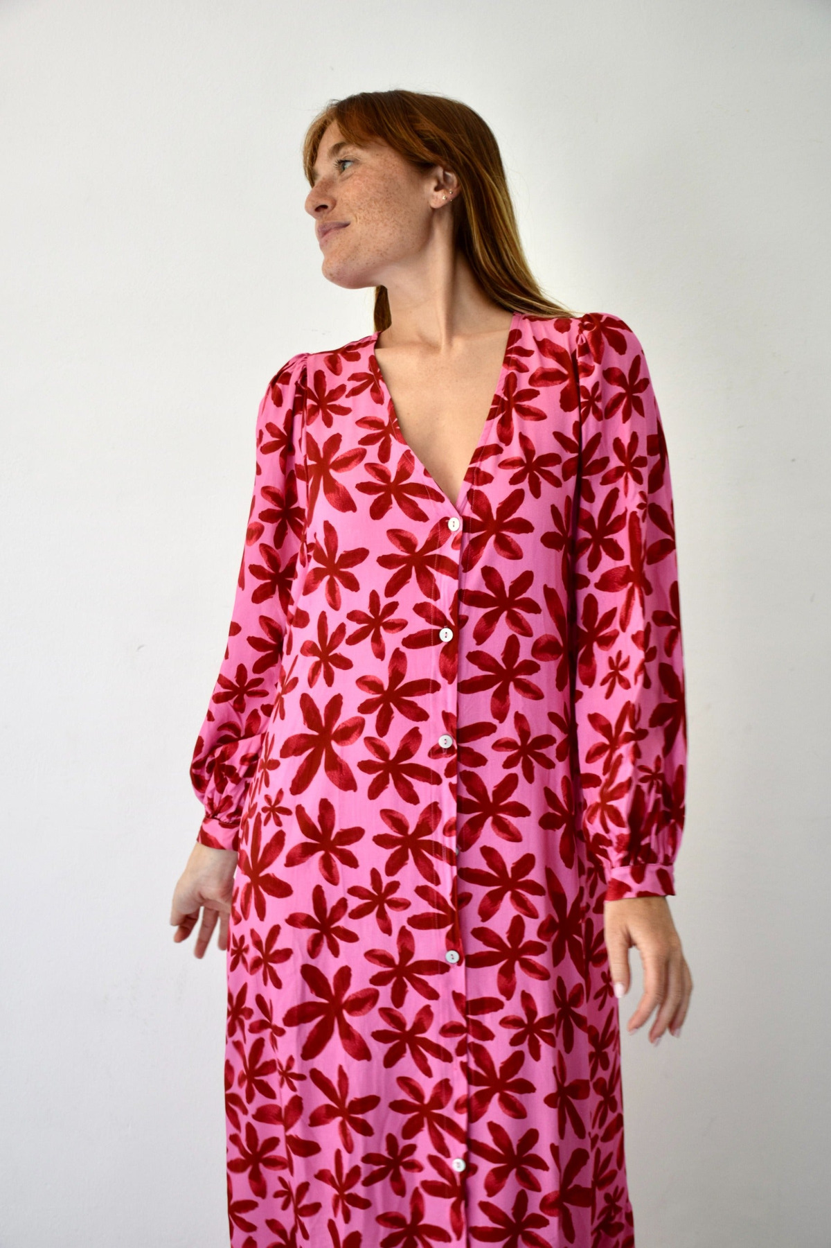 Robe longue fleurie boutonnée MICAELA, MINDTRAVELER