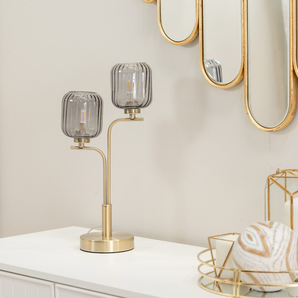 Aurelia 2-Light Ribbed Glass Table Lamp, SO'HOME
