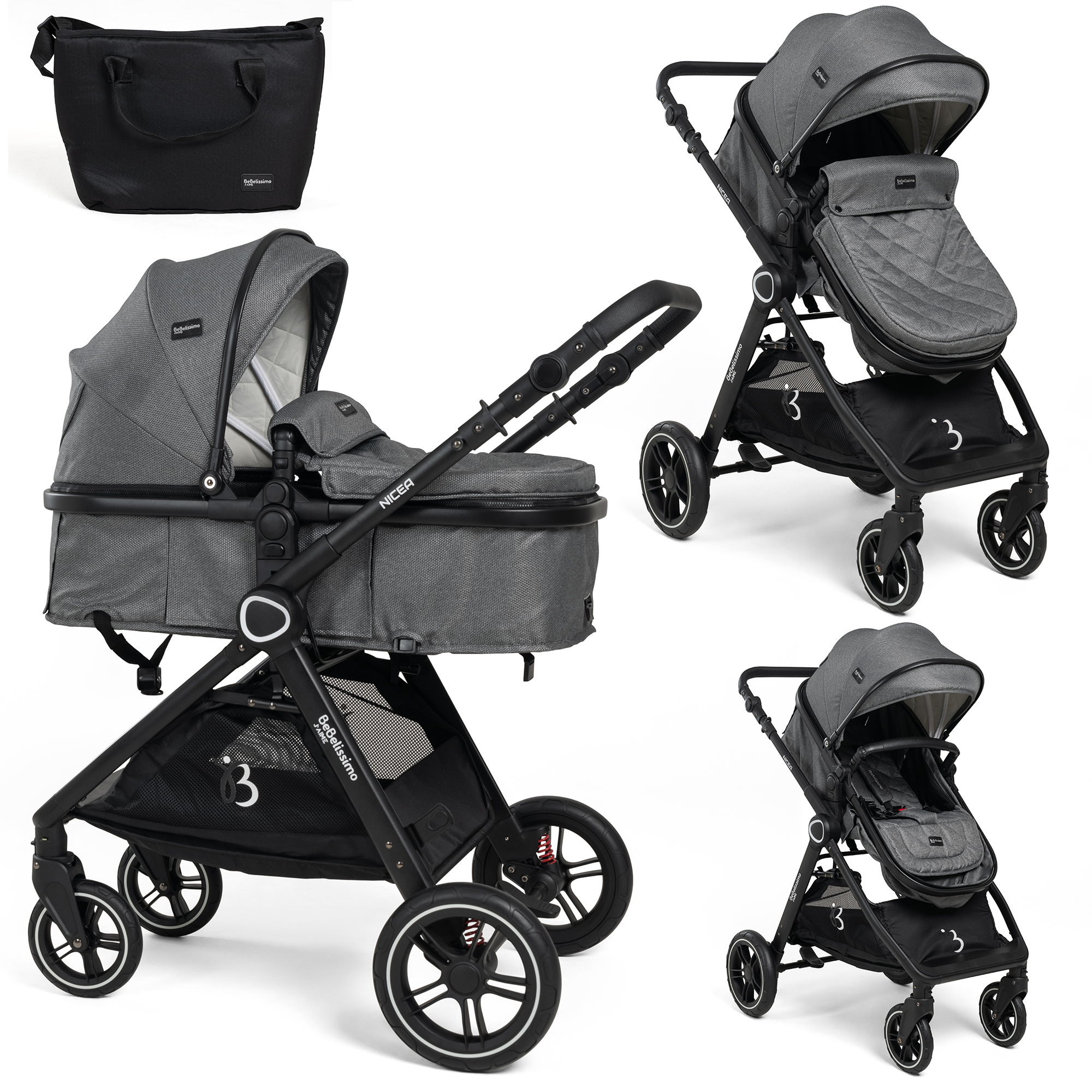Poussette transformable - combinée - convertible - 2 en 1 - poids 0-22kg - Nicea, BEBELISSIMO J'AIME