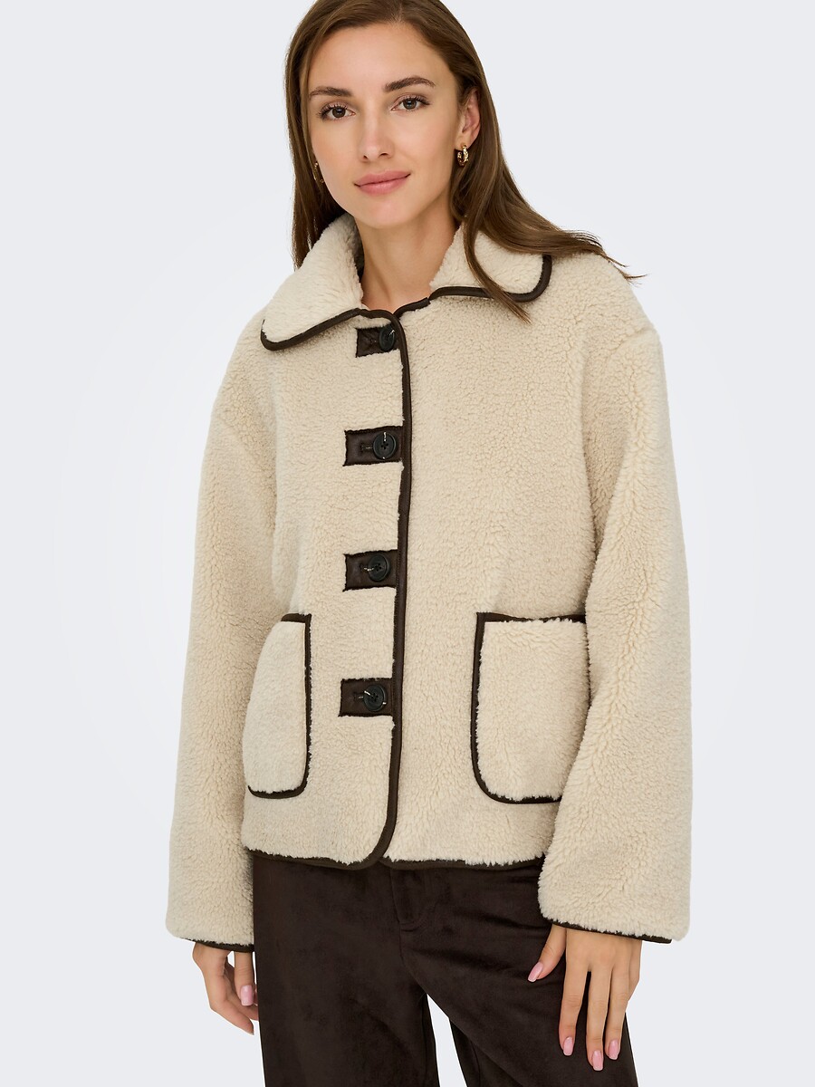 Manteau boutonné en sherpa, JDY
