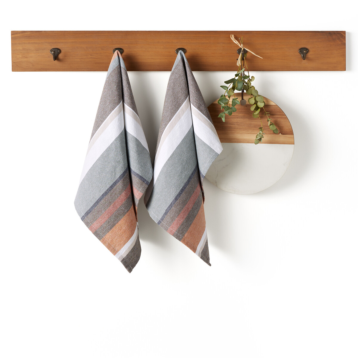 Set of 2 Antika Striped Woven-Dyed 100% Organic Cotton Tea Towels
