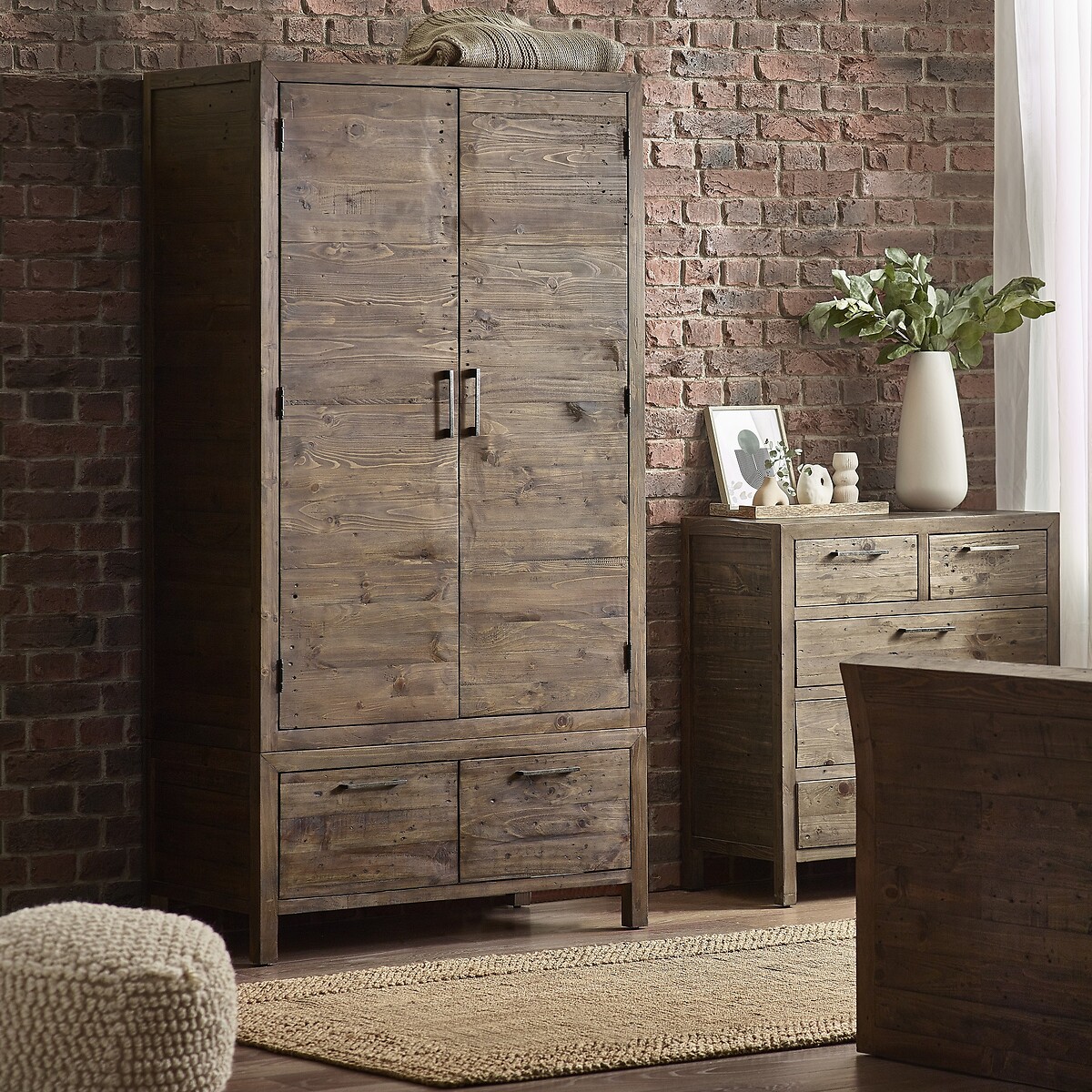 Ember Reclaimed Wood 2 Door Wardrobe, SO'HOME