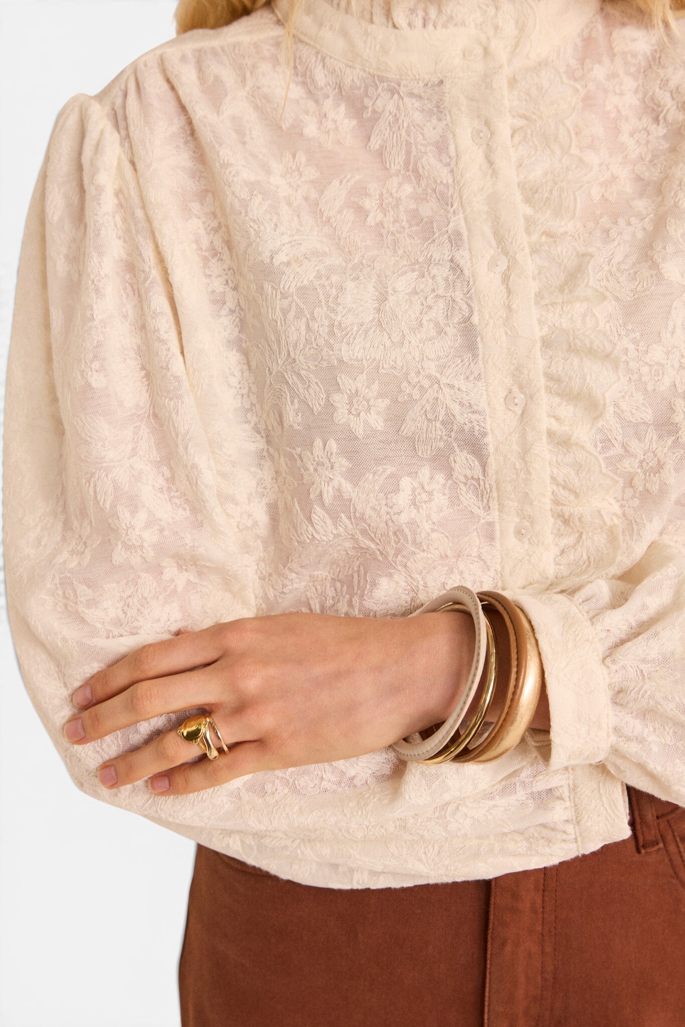 Blouse dentelles à manches bouffantes MERVEILLE, Maison 123