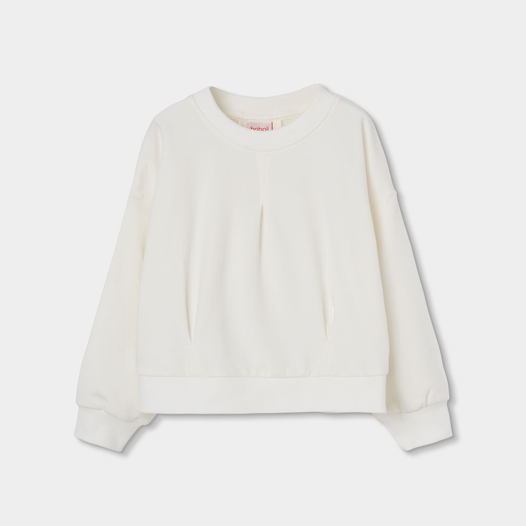 Sweat-shirt fille en molleton avec fronces, BOBOLI