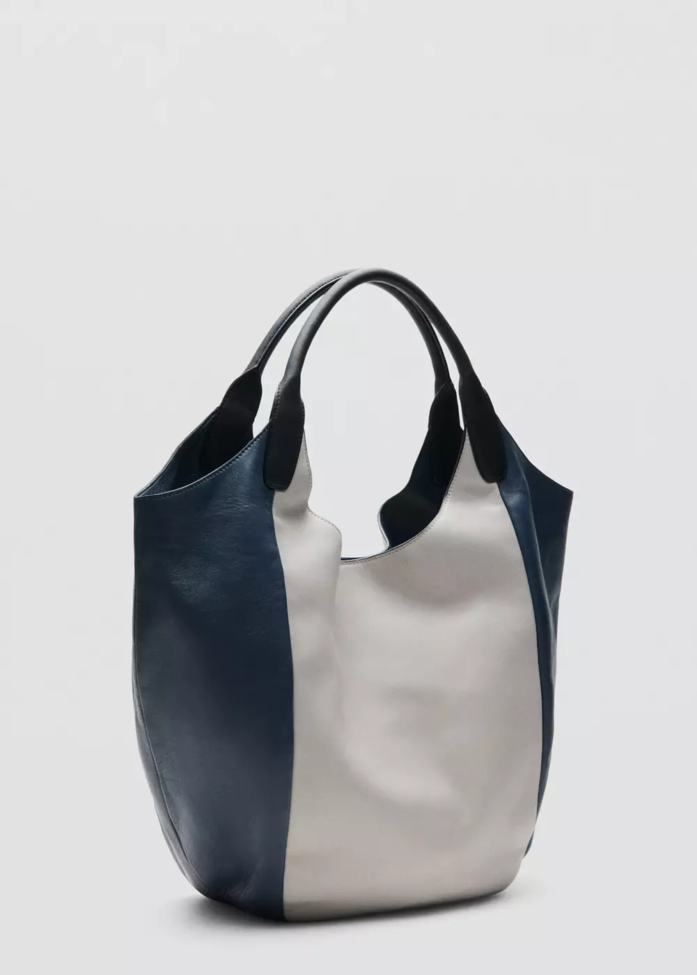 Sac en cuir porté épaule bicolore, MANGO