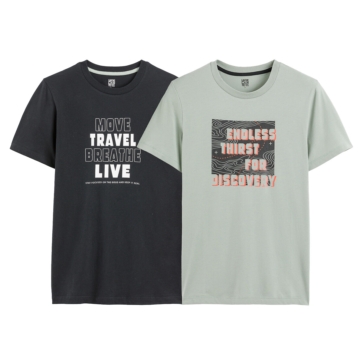 Pack of 2 T-Shirts in Cotton with Slogan Print