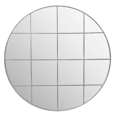 100cm Silver Metal 16 Pane Round Wall Mirror SO'HOME