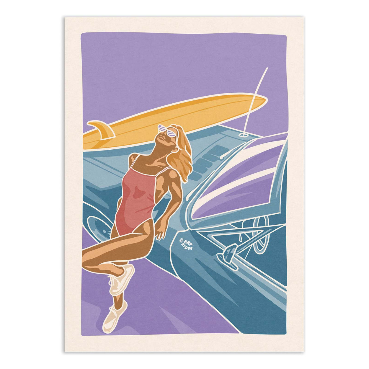 Affiche d'art - Surf car girl - Art Rider, WALL EDITIONS