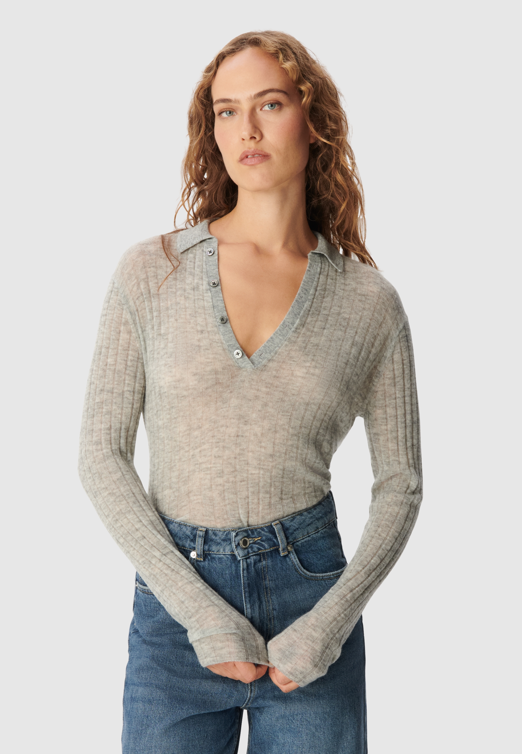 Pull col polo V tricot, IKKS