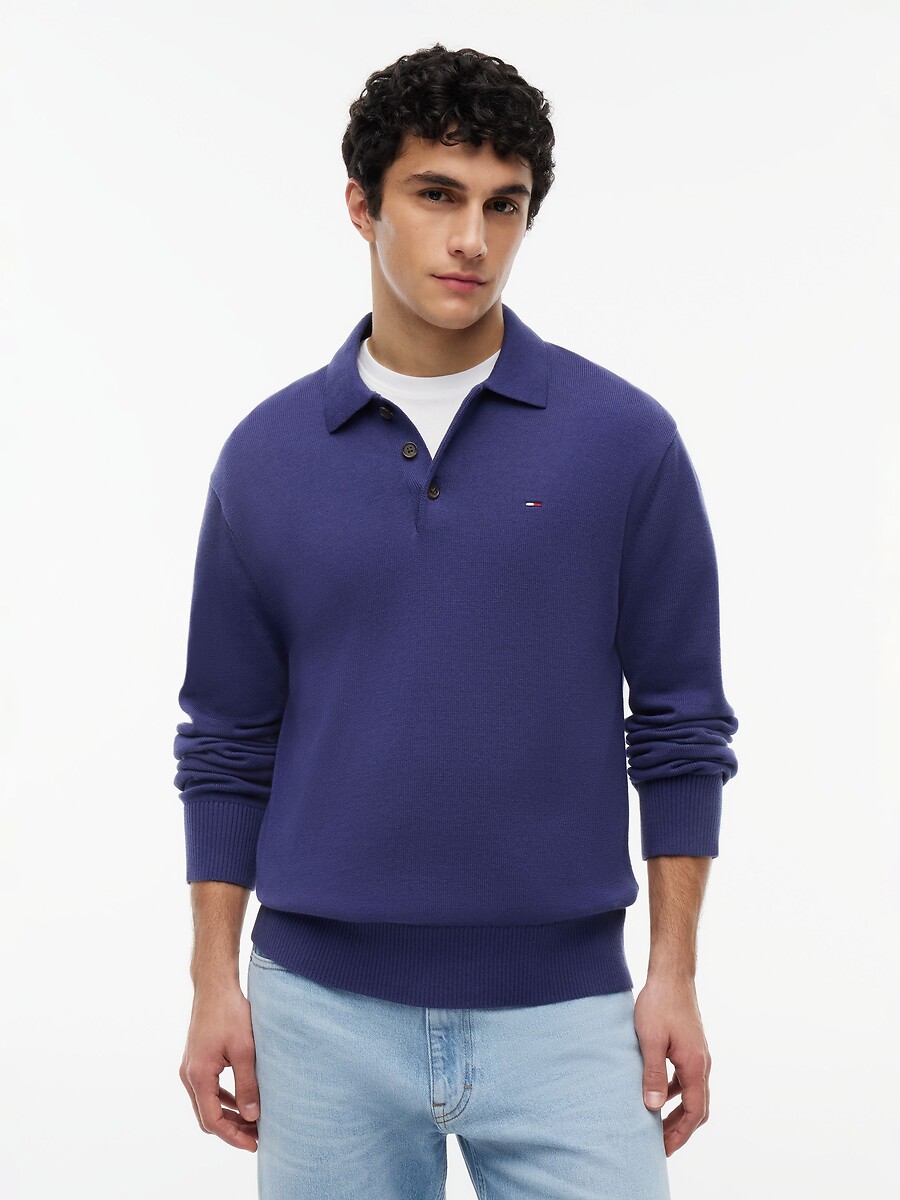 Pull slim, col polo, TOMMY JEANS