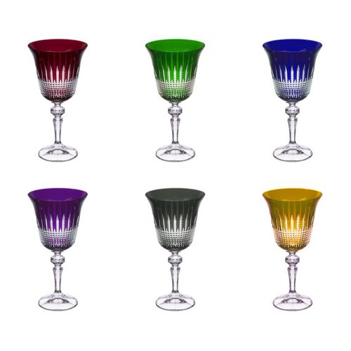 Coffret de 6 verres à pied 22 cl en cristal taillé Couleur multicolore  Table Passion