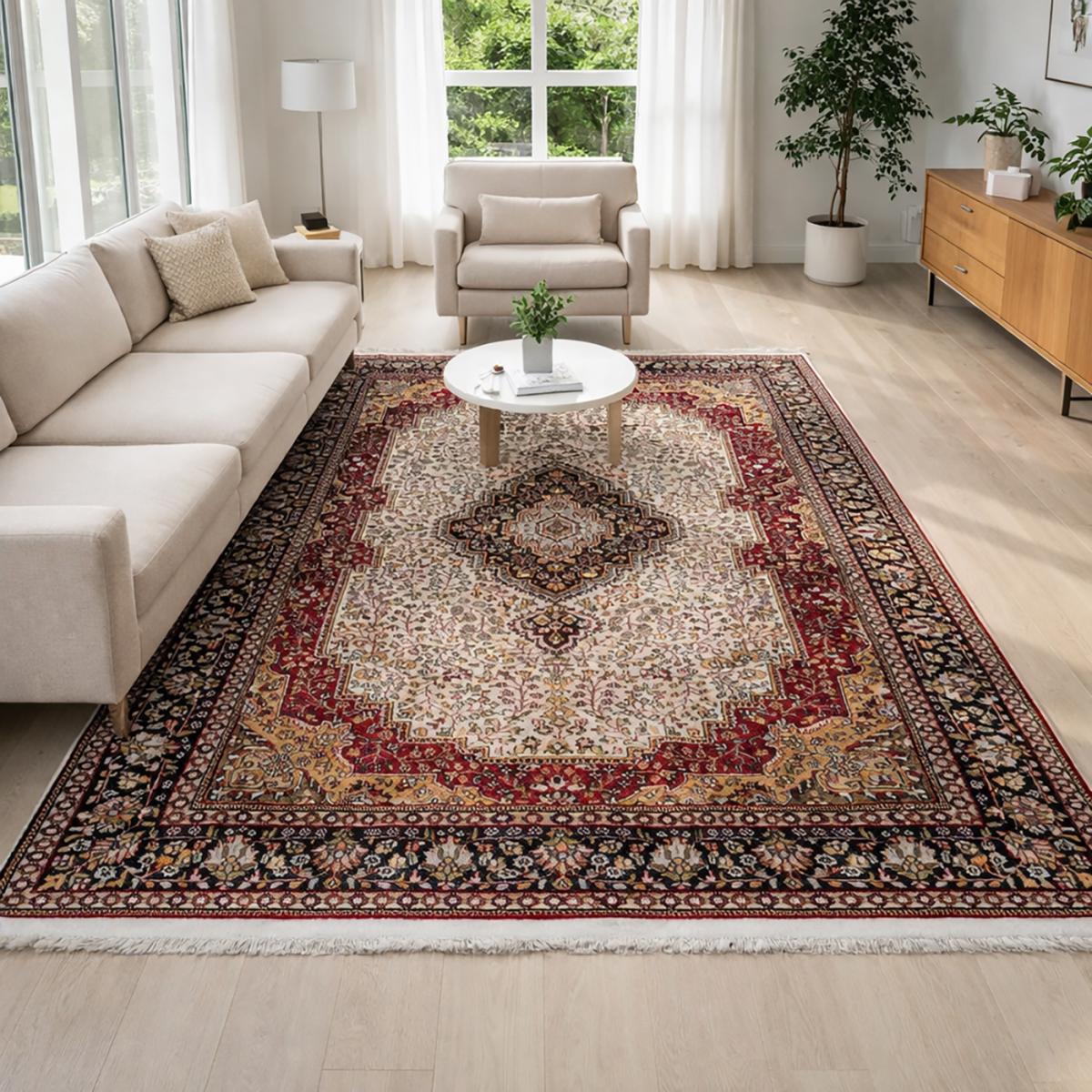 Authentique tapis d'Orient fait main en rayonne JAIPOUR 4, UN AMOUR DE TAPIS