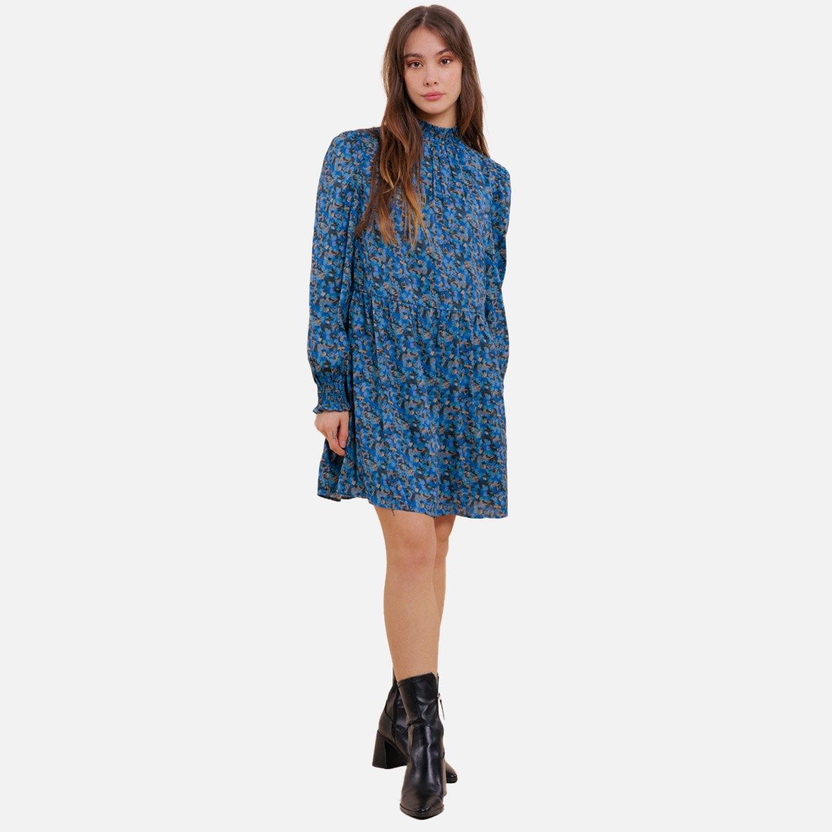 Robe fleurie store col montant