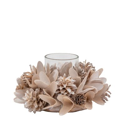 Blush Pinecone and Floral Tealight Holder SO'HOME