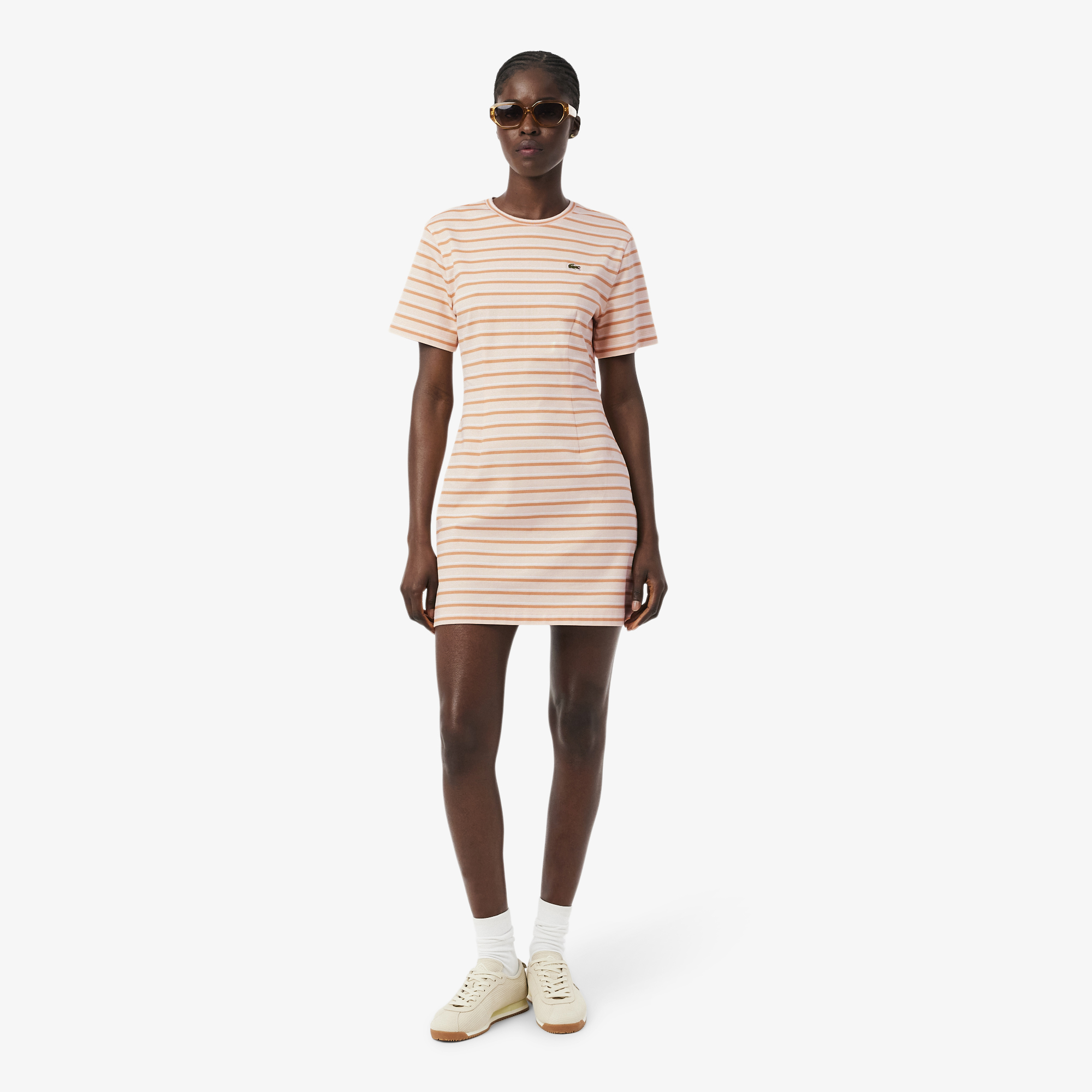 Robe t-shirt coton rayures, LACOSTE