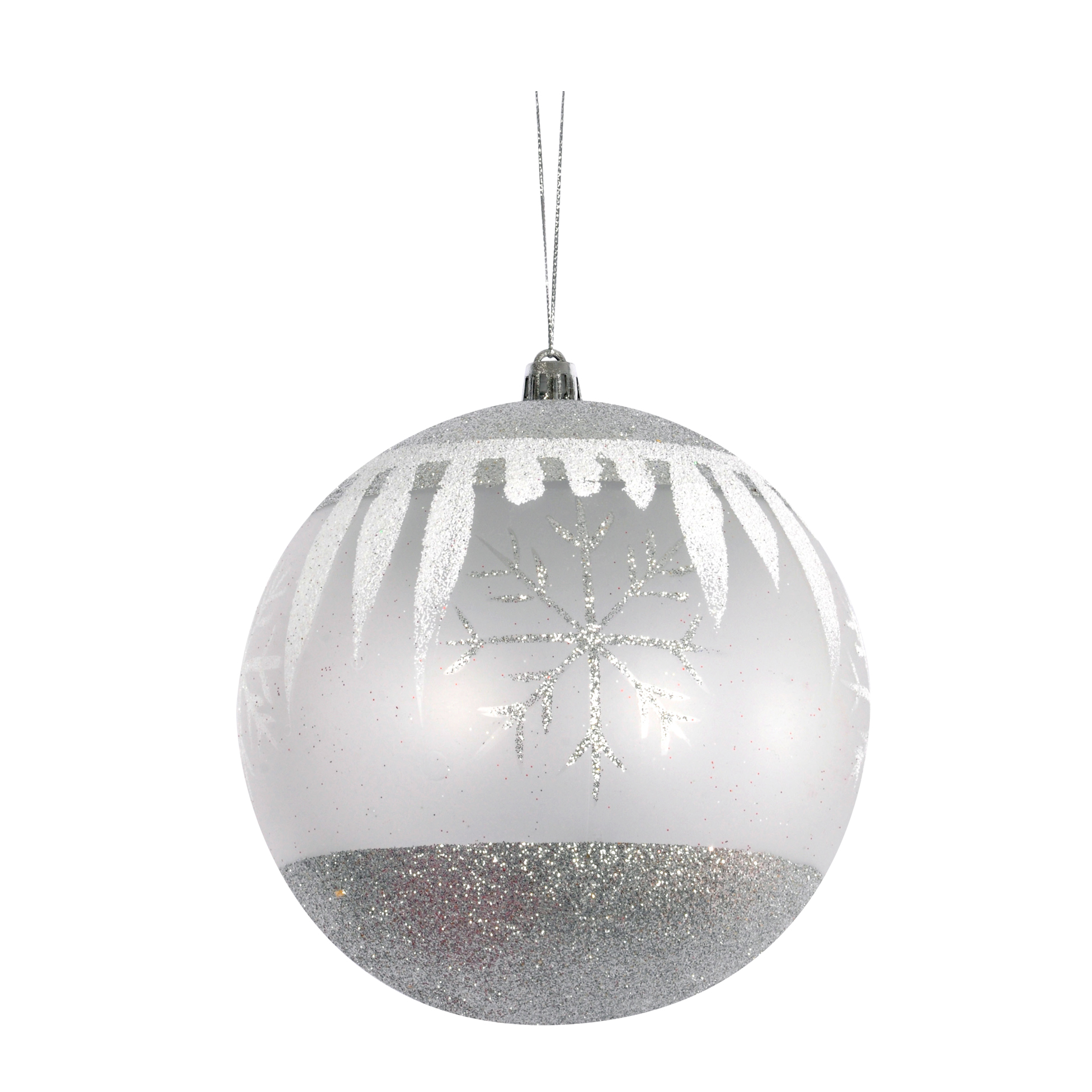 Boule de Noël décorée argent – 12 cm, EDEN