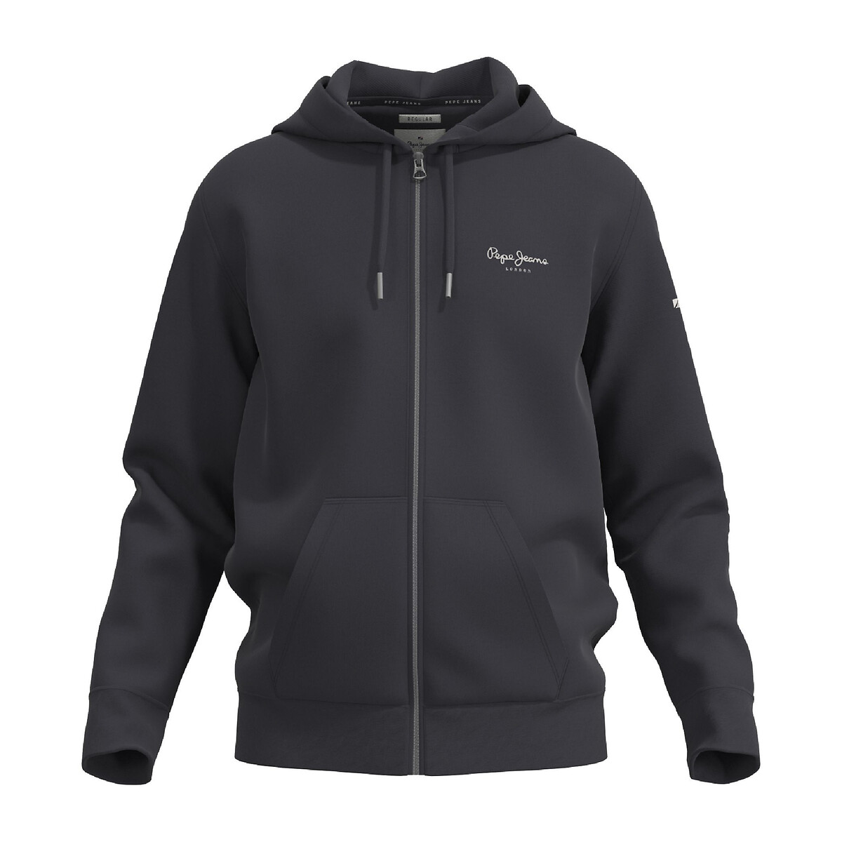embroidered logo cotton hoodie with zip fastening