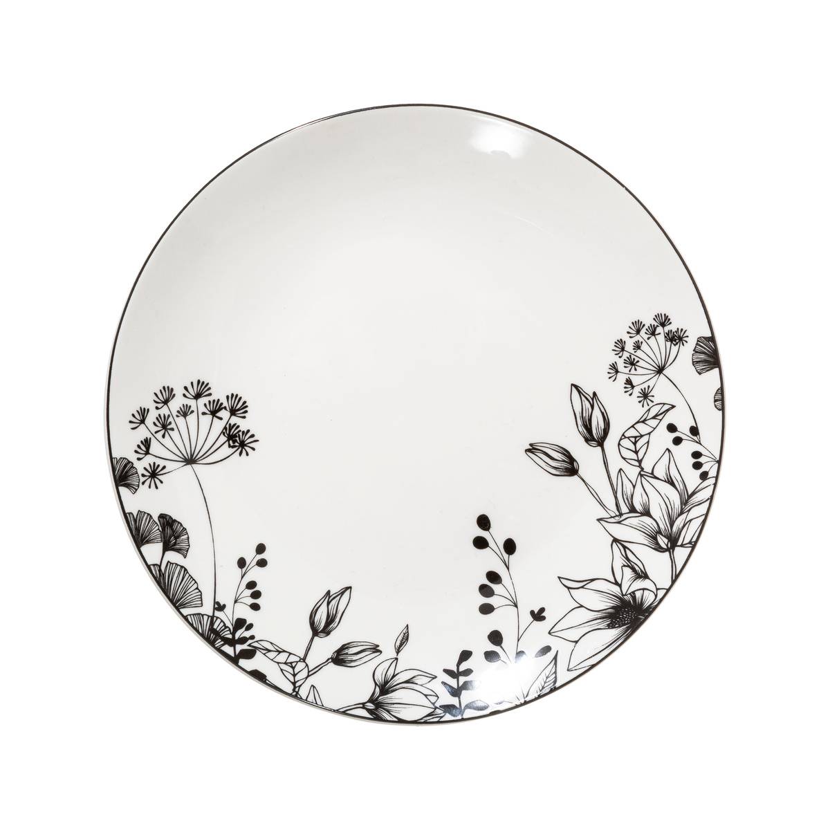 Lot de 6 assiettes à dessert en porcelaine WHITE FLORAL, SECRET DE GOURMET